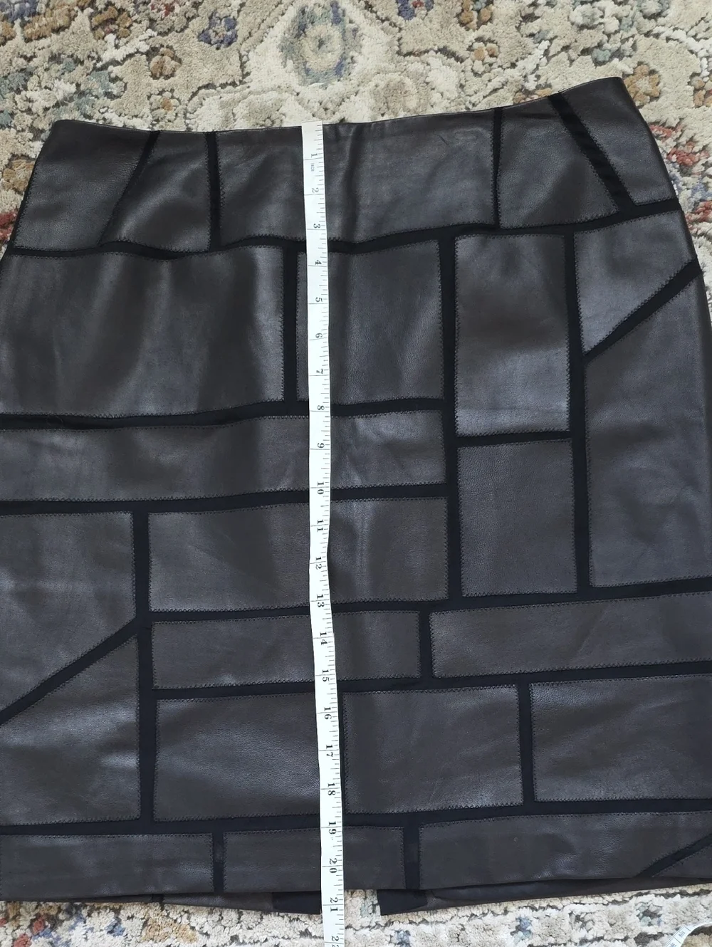 Lafayette Lambskin Leather/silk Block Panel Skirt - Picture 4 of 6